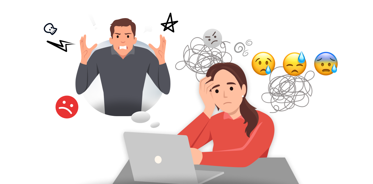 지친 마케터와 상사 일러스트