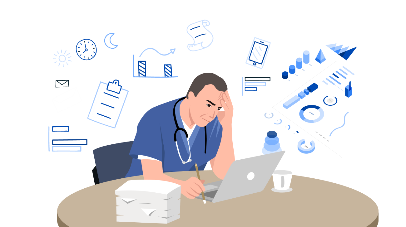 지친 마케터와 상사 일러스트