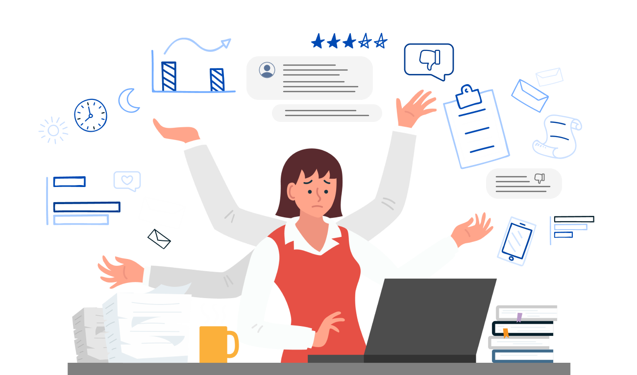 지친 마케터와 상사 일러스트